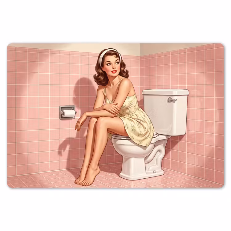 Roze - Retro - Vrouw Placemat vinyl groot -zzsfeer1_Kitchenyeah-website