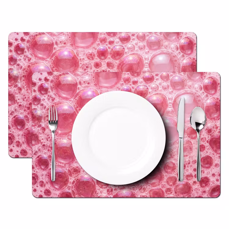Roze - Schuim - Bubbels Placemat vinyl groot -zzsfeer2_Kitchenyeah-website