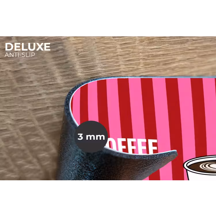 Roze - Strepen - Koffie - Maandag Placemat vinyl groot -closeup