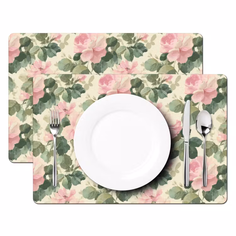 Rozen - Botanisch - Roze Placemat vinyl groot 368 -zzsfeer2_Kitchenyeah-website