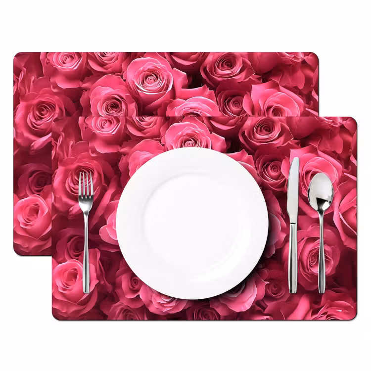 Rozen - Pink - Bloem Placemat vinyl groot -zzsfeer2_Kitchenyeah-website