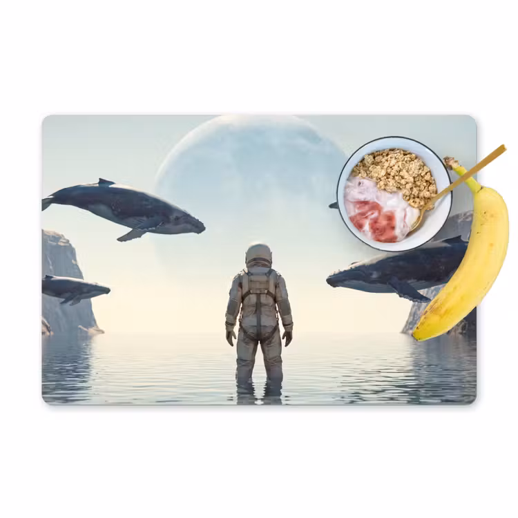 Placemat - 6 stuks - Ruimtevaarder - Walvis - Fantasie - Ruimtevaarder - Walvis - Fantasie Placemat vinyl groot