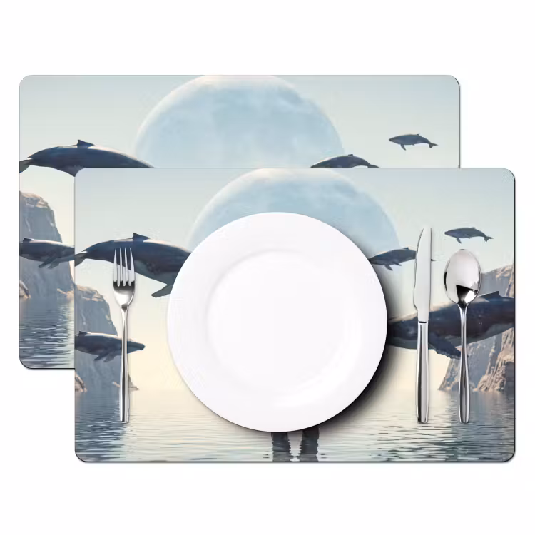 Placemat - 6 stuks - Ruimtevaarder - Walvis - Fantasie - Ruimtevaarder - Walvis - Fantasie Placemat vinyl groot
