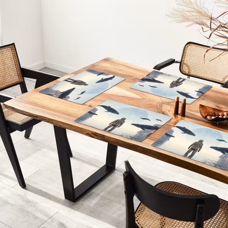 Placemat - 6 stuks - Ruimtevaarder - Walvis - Fantasie - Ruimtevaarder - Walvis - Fantasie Placemat vinyl groot