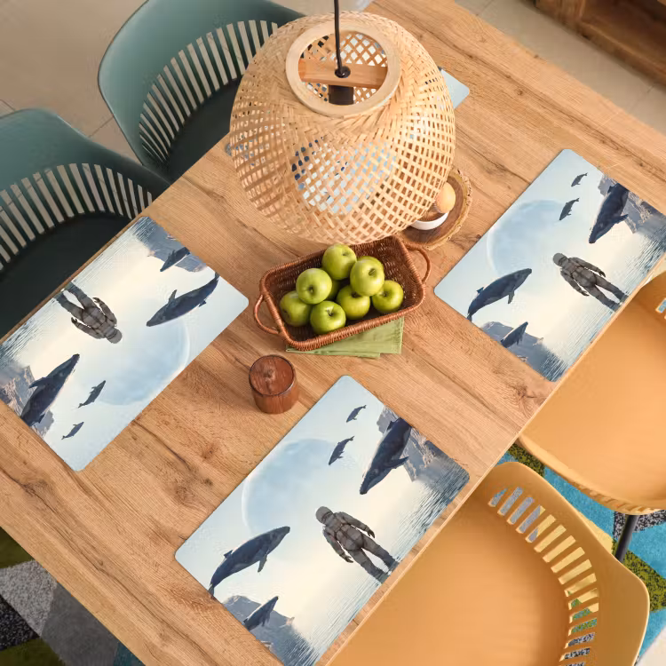 Placemat - 6 stuks - Ruimtevaarder - Walvis - Fantasie - Ruimtevaarder - Walvis - Fantasie Placemat vinyl groot