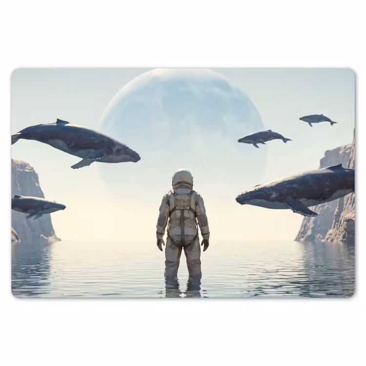 Placemat - 6 stuks - Ruimtevaarder - Walvis - Fantasie - Ruimtevaarder - Walvis - Fantasie Placemat vinyl groot