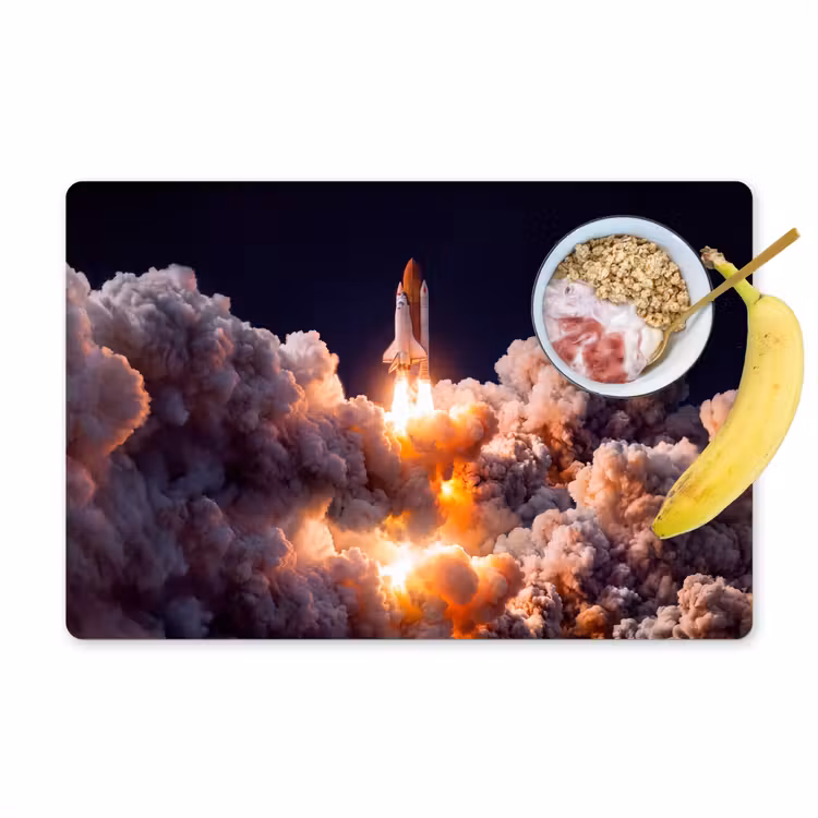 Placemat - 6 stuks - Ruimtevaartuig - Lancering - Sterren - Ruimtevaartuig - Lancering - Sterren Placemat vinyl groot