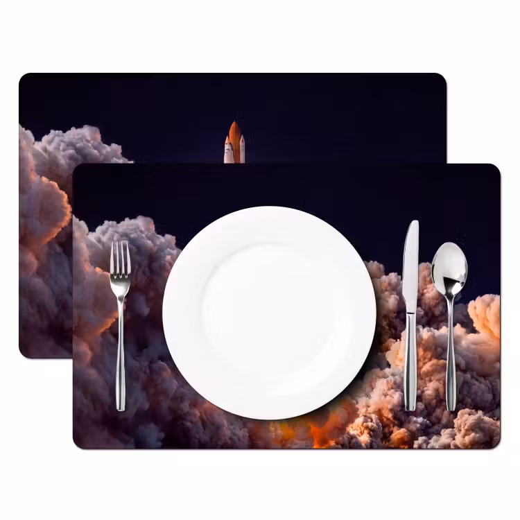 Placemat - 6 stuks - Ruimtevaartuig - Lancering - Sterren - Ruimtevaartuig - Lancering - Sterren Placemat vinyl groot