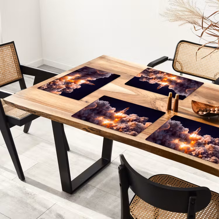 Placemat - 6 stuks - Ruimtevaartuig - Lancering - Sterren - Ruimtevaartuig - Lancering - Sterren Placemat vinyl groot