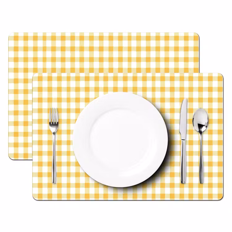 Ruit - Gingham - Klassiek - Geel en Wit Placemat vinyl groot 368 -zzsfeer2_Kitchenyeah-website
