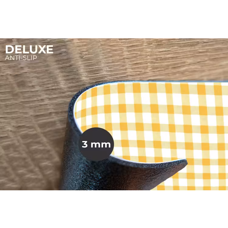 Ruit - Gingham - Klassiek - Geel en Wit Placemat vinyl groot 368 -closeup