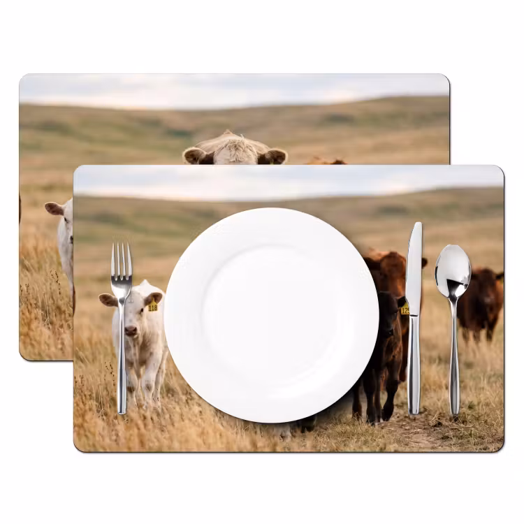 Runderen - Kudde - Landschap - Weide - Rustig Placemat vinyl groot -zzsfeer2_Kitchenyeah-website