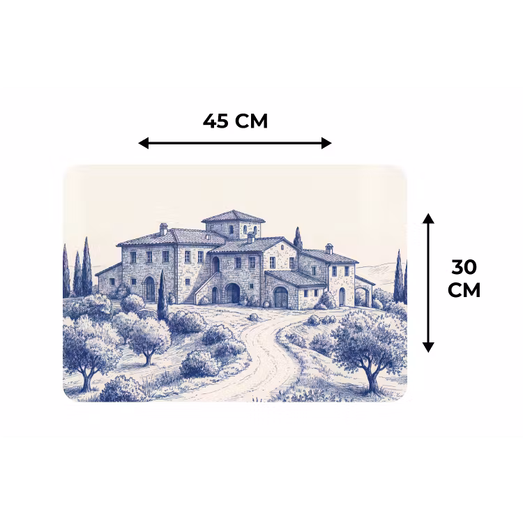 Rustiek - Landgoed - Blauw Placemat vinyl groot -specs