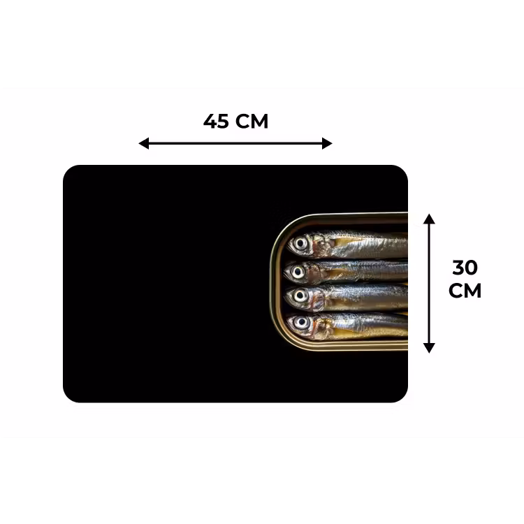 Sardines - Blik - Zwart - Vissen Placemat vinyl groot -specs