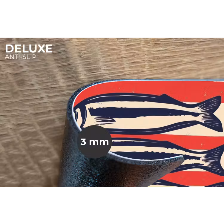 Sardines - Rood en beige strepen Placemat vinyl groot -closeup