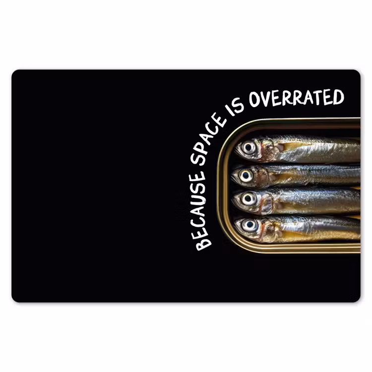 Sardines - Tekst - Vis - Blik Placemat vinyl groot -zzsfeer1_Kitchenyeah-website
