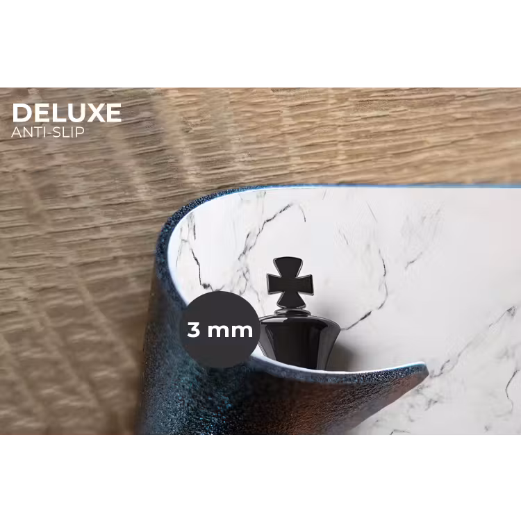 Schaakstuk - Koning - Zwart - Marmer Placemat vinyl groot -closeup
