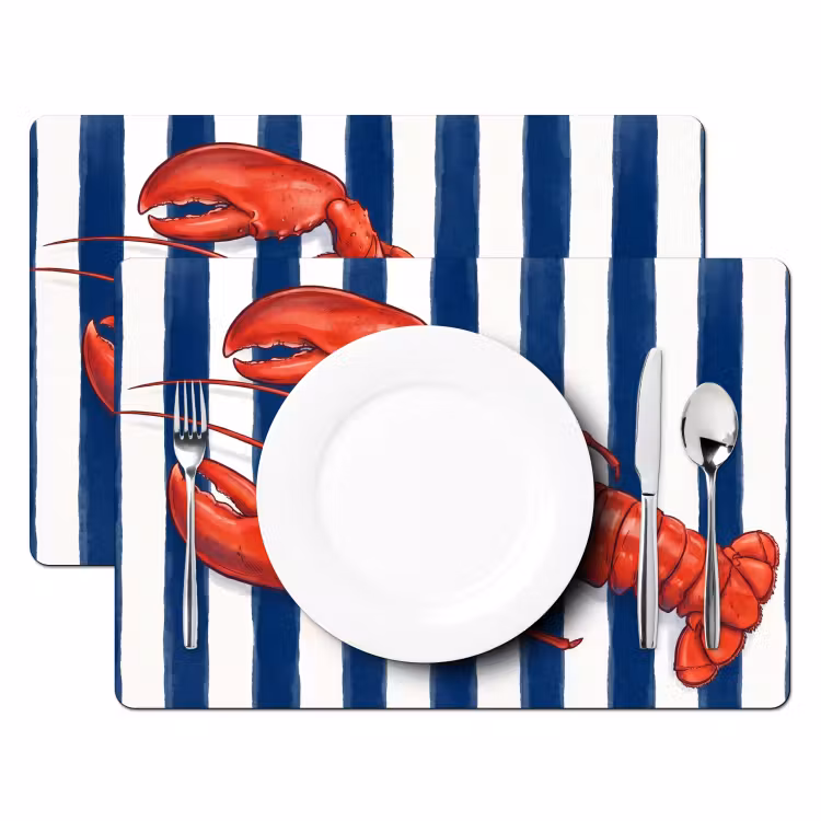 Schaaldier - Kreeft - Marine - Illustratie - Rood Placemat vinyl groot -zzsfeer2_Kitchenyeah-website