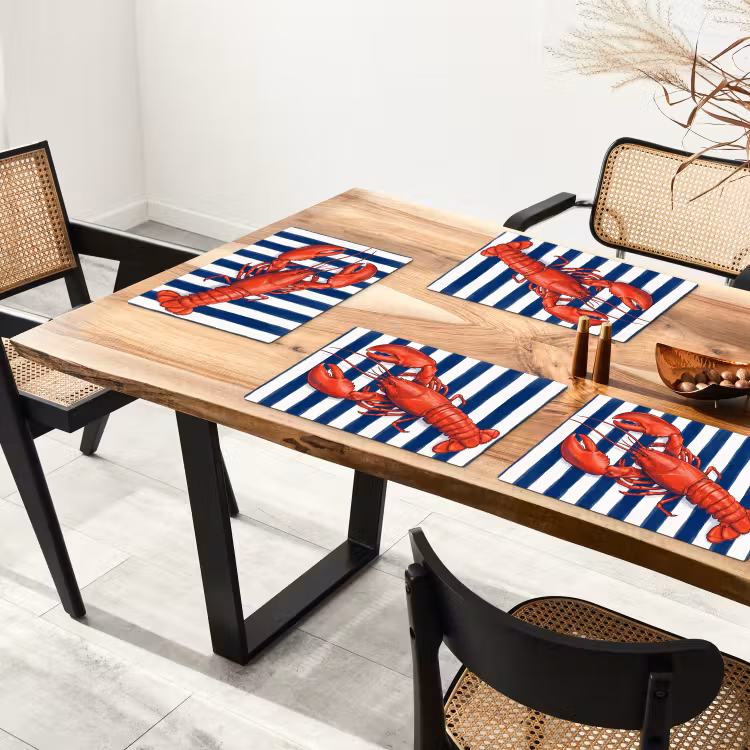 Schaaldier - Kreeft - Marine - Illustratie - Rood Placemat vinyl groot -zzsfeer4_Kitchenyeah-website