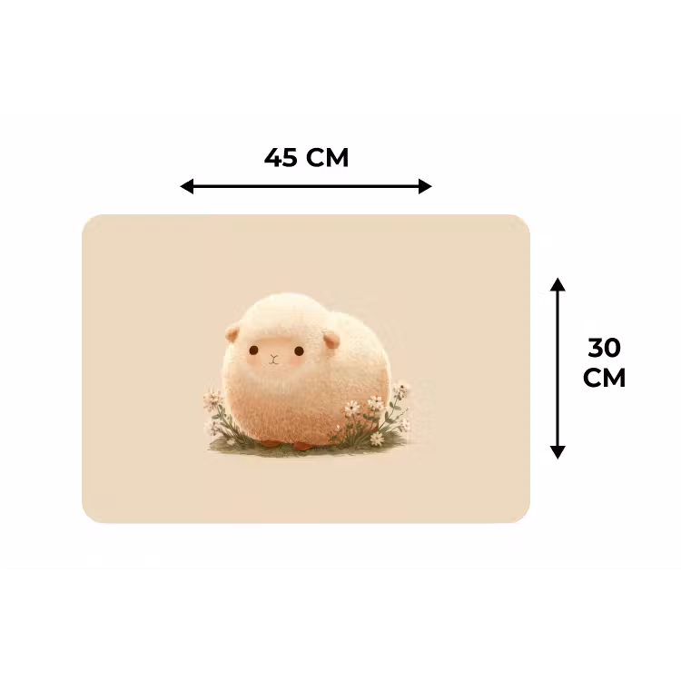 Schaap - Beige - Bloemen Placemat vinyl groot -specs
