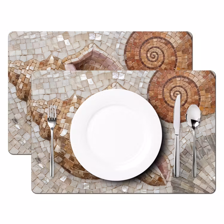 Schelp - Mozaïek - Zee - Beige - Modern Placemat vinyl groot -zzsfeer2_Kitchenyeah-website