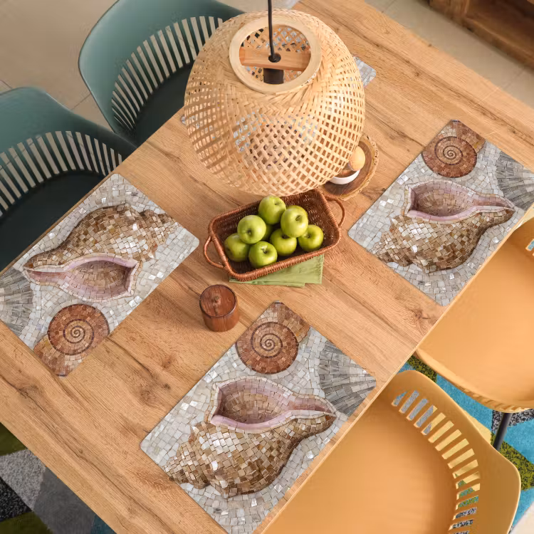 Schelp - Mozaïek - Zee - Beige - Modern Placemat vinyl groot -zzsfeer5_Kitchenyeah-website