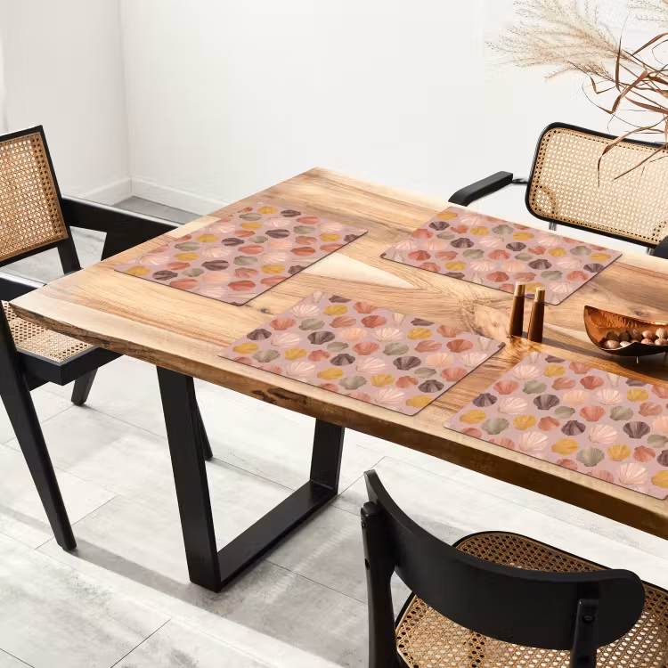 Schelp - Patroon - Zee - Aquarel - Aardetinten Placemat vinyl groot -zzsfeer4_Kitchenyeah-website