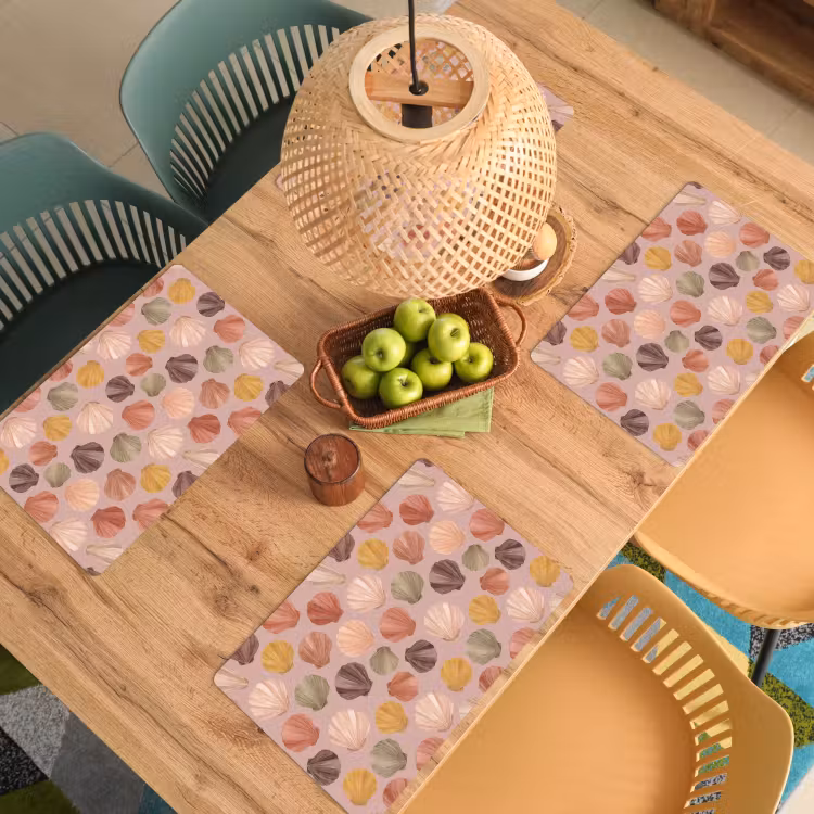 Schelp - Patroon - Zee - Aquarel - Aardetinten Placemat vinyl groot -zzsfeer5_Kitchenyeah-website