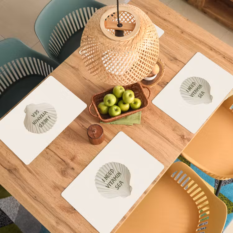 Schelp - Quote - Groen Placemat vinyl groot -zzsfeer5_Kitchenyeah-website