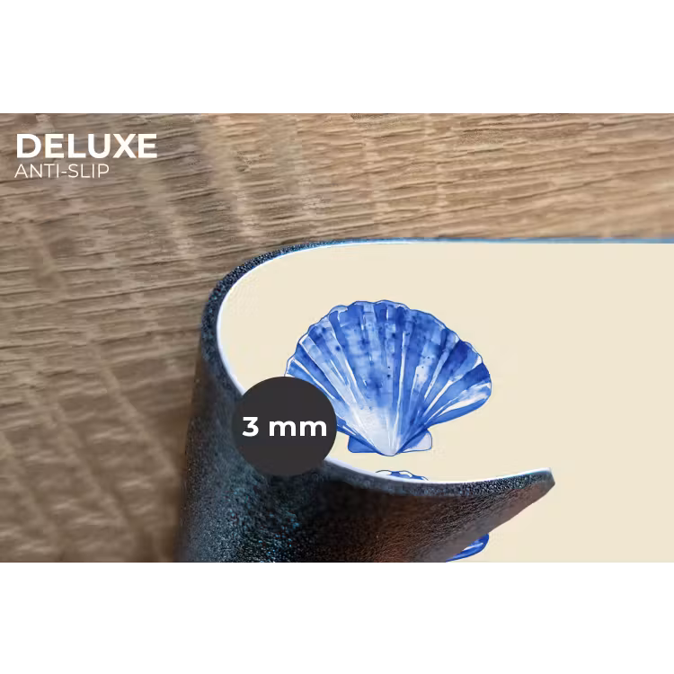 Schelpen - Blauw - Beige Placemat vinyl groot -closeup