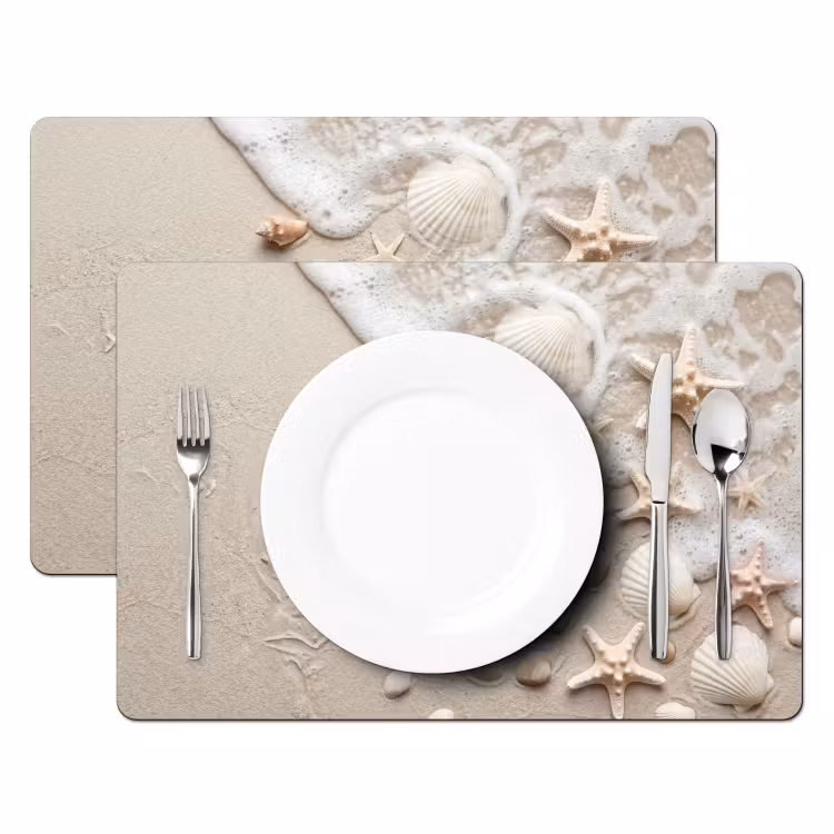 Schelpen - Zeesterren - Strand Placemat vinyl groot -zzsfeer2_Kitchenyeah-website