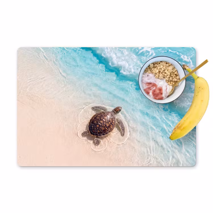 Schildpad - Helder water - Strand - Dieren - Natuur Placemat vinyl groot -zzzproduct_Kitchenyeah-website