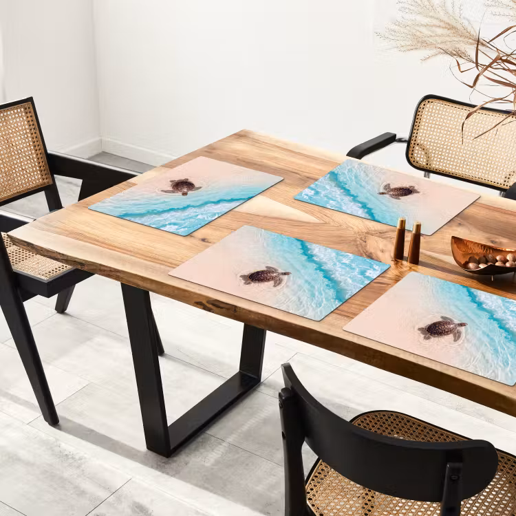 Schildpad - Helder water - Strand - Dieren - Natuur Placemat vinyl groot -zzsfeer4_Kitchenyeah-website