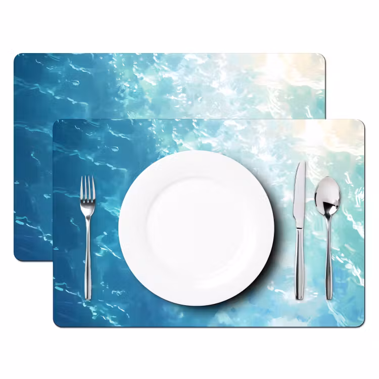 Schildpad - Zee - Blauw - Schittering Placemat vinyl groot -zzsfeer2_Kitchenyeah-website
