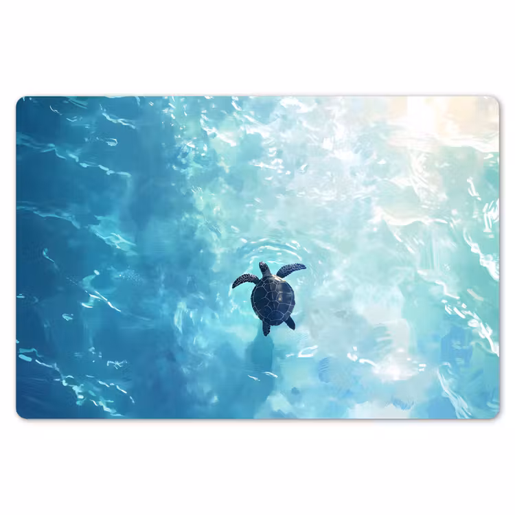 Schildpad - Zee - Blauw - Schittering Placemat vinyl groot -zzsfeer1_Kitchenyeah-website