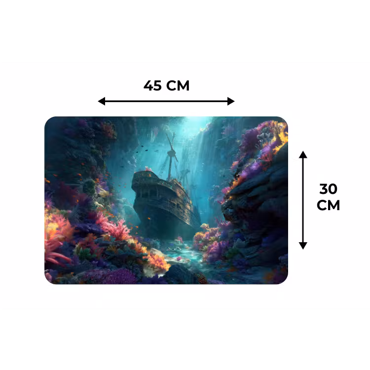 Schip - Hout - Koraalriffen - Zonlicht Placemat vinyl groot -specs