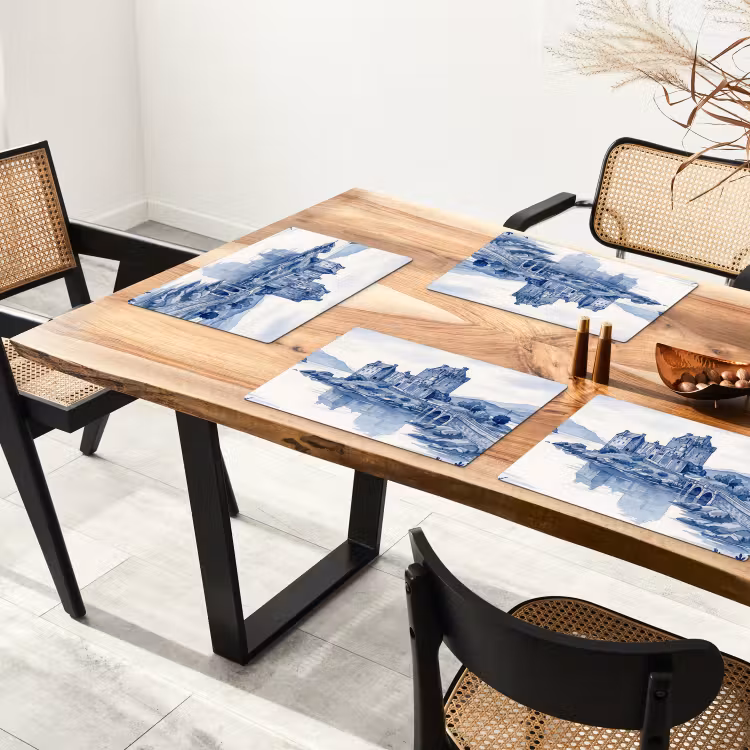 Schots - Kasteel - Blauw - Aquarel Placemat vinyl groot -zzsfeer4_Kitchenyeah-website