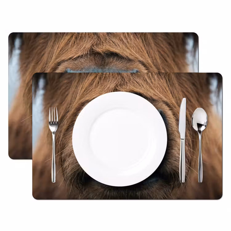 Schotse hooglander - Neus - Bruin Placemat vinyl groot -zzsfeer2_Kitchenyeah-website