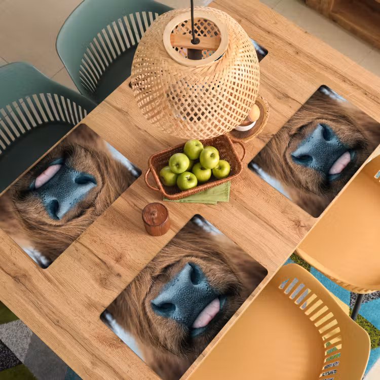 Schotse hooglander - Neus - Bruin Placemat vinyl groot -zzsfeer5_Kitchenyeah-website