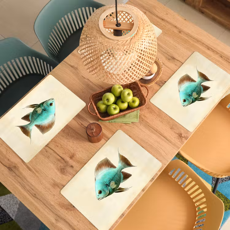 Schubben - Vis - Mint - Minimalistisch Placemat vinyl groot -zzsfeer5_Kitchenyeah-website