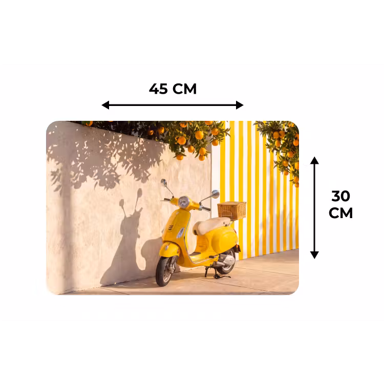 Scooter - Natuur - Zomer - Geel - Mediterraan Placemat vinyl groot -specs