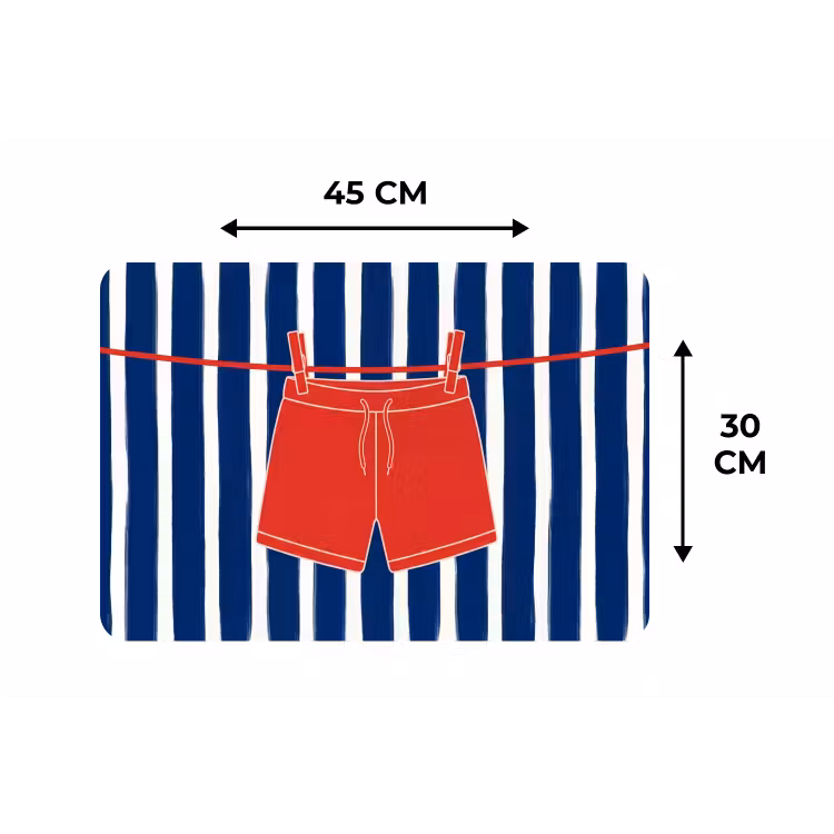 Shorts - Waslijn - Zomer - Illustratie - Rood Placemat vinyl groot -specs