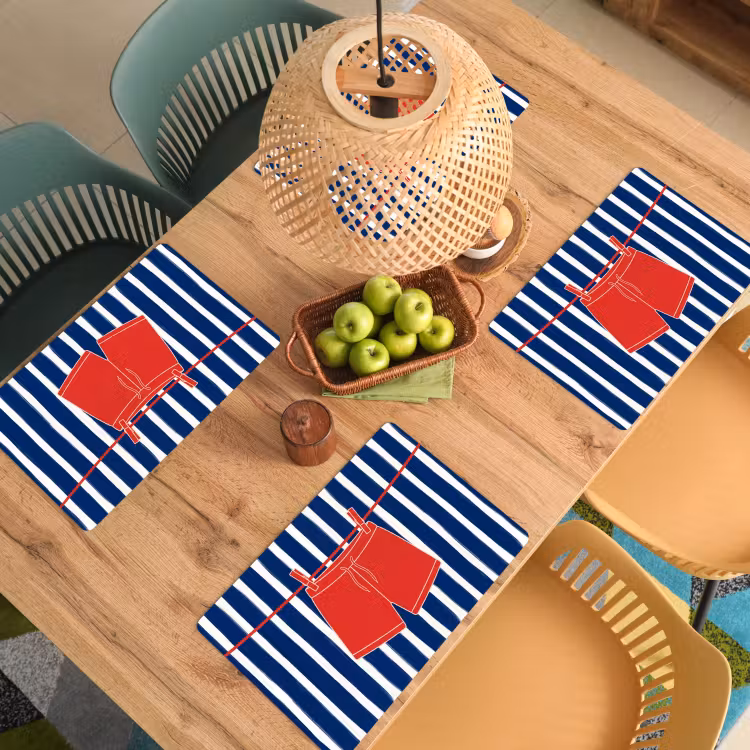 Shorts - Waslijn - Zomer - Illustratie - Rood Placemat vinyl groot -zzsfeer5_Kitchenyeah-website