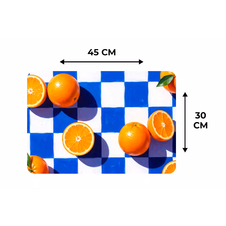 Placemat - 6 stuks - Sinaasappel - Geruit - Eten - Sinaasappel - Geruit - Eten Placemat vinyl groot