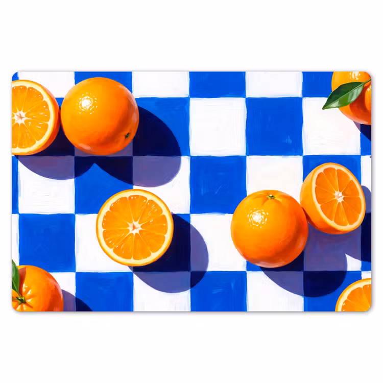 Placemat - 6 stuks - Sinaasappel - Geruit - Eten - Sinaasappel - Geruit - Eten Placemat vinyl groot
