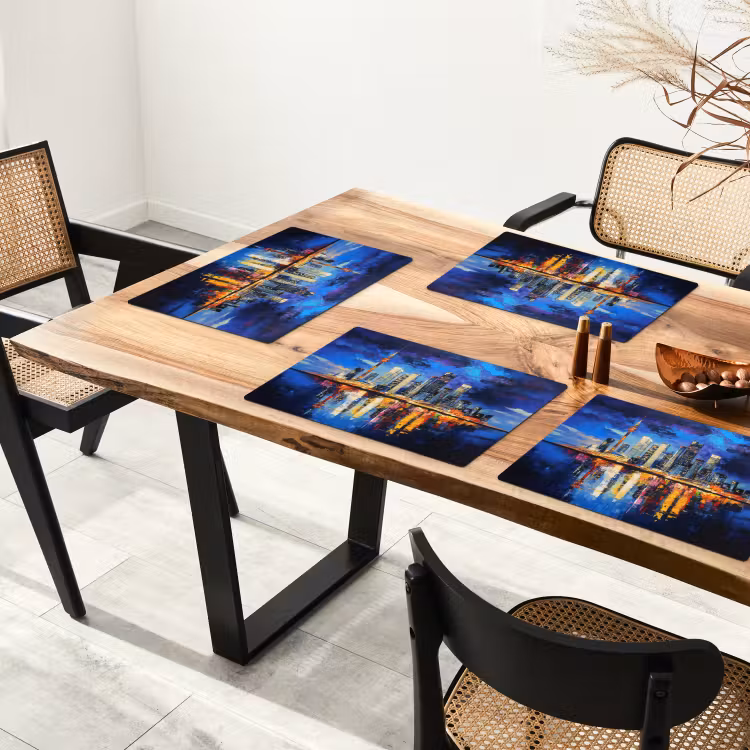 Skyline Toronto - Modern - Stadslicht - Blauw Placemat vinyl groot -zzsfeer4_Kitchenyeah-website