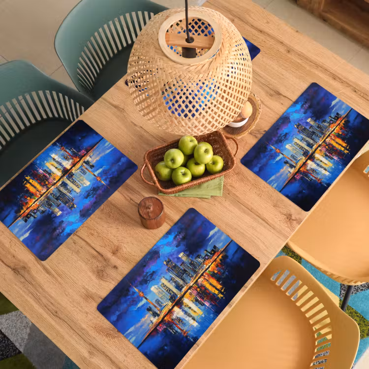 Skyline Toronto - Modern - Stadslicht - Blauw Placemat vinyl groot -zzsfeer5_Kitchenyeah-website