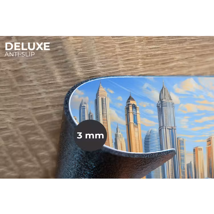 Skyline - Wolkenkrabbers - Water - Blauw Placemat vinyl groot -closeup