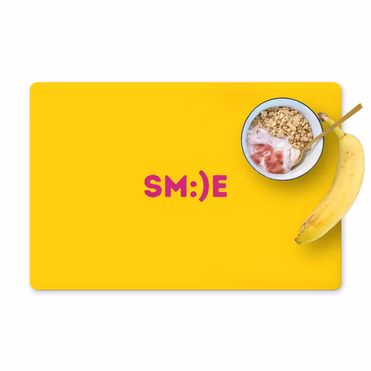 Smile - Roze - Geel Placemat vinyl groot -zzzproduct_Kitchenyeah-website