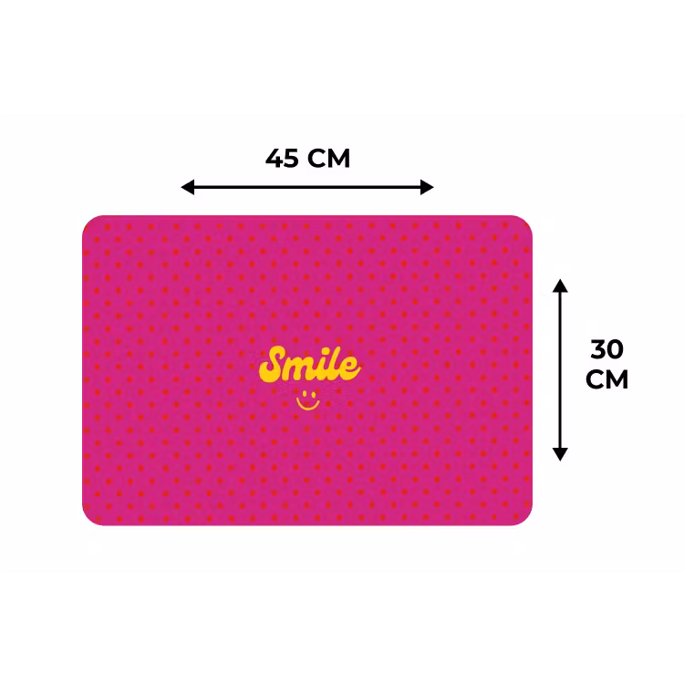 Smile - Stippen - Geel - Smiley - Roze Placemat vinyl groot -specs